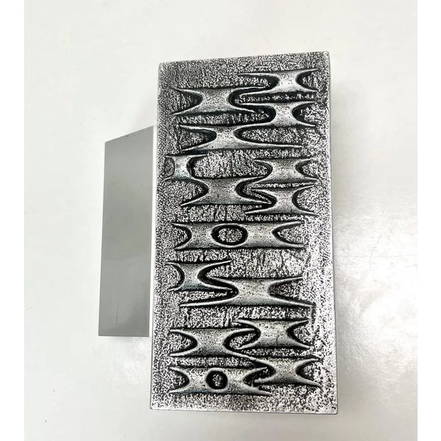Brutalist Metal Door Handle with Relief Pattern, 1970s For Sale - Image 9 of 12