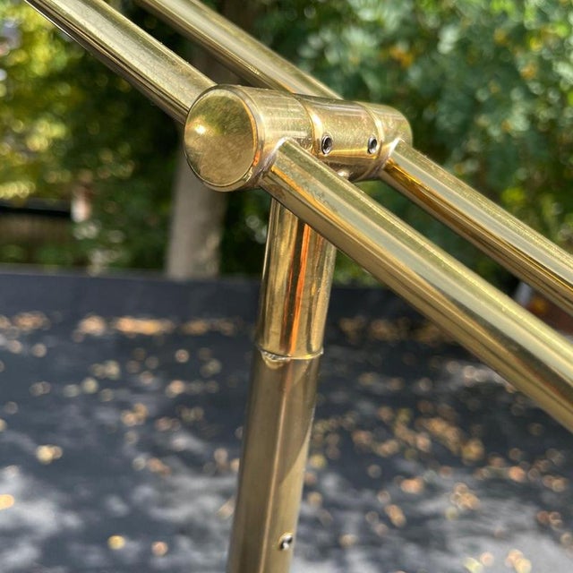Gold Vintage Adjustable Brass Reading Floor Lamp with Dimmer For Sale - Image 8 of 17