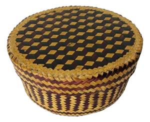 American Antique Woven Straw Box Geometric Dedign