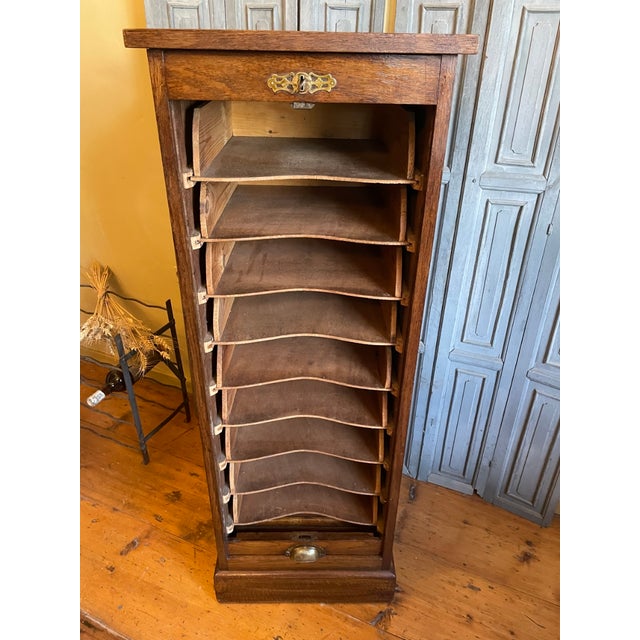 Wood Antique French Roller Shutter Cabinet, 1890s For Sale - Image 7 of 14