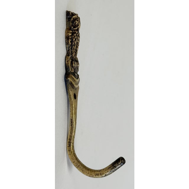Mid 20th Century Vintage Brass Owl Wall Hook For Sale - Image 5 of 7