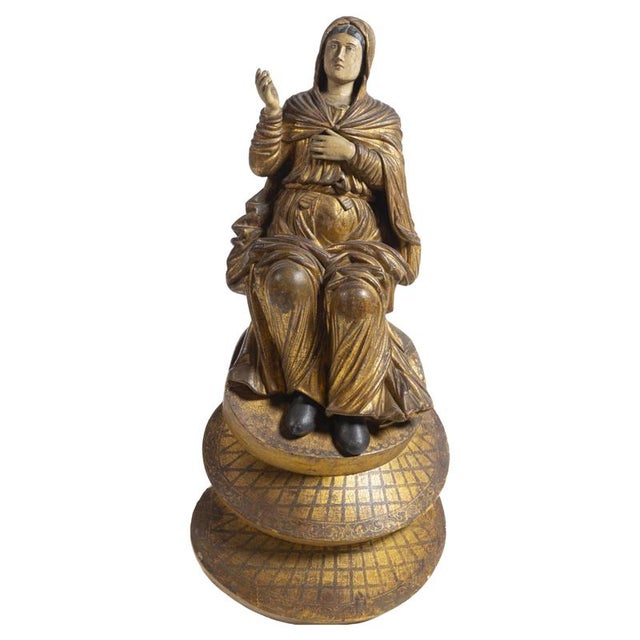 Portuguese Artist, Our Lady of Ascension Sculpture, 17th Century, Wood For Sale - Image 6 of 6