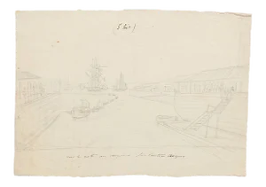 Port - Original Pencil on Paper - 18th Century 18th Century