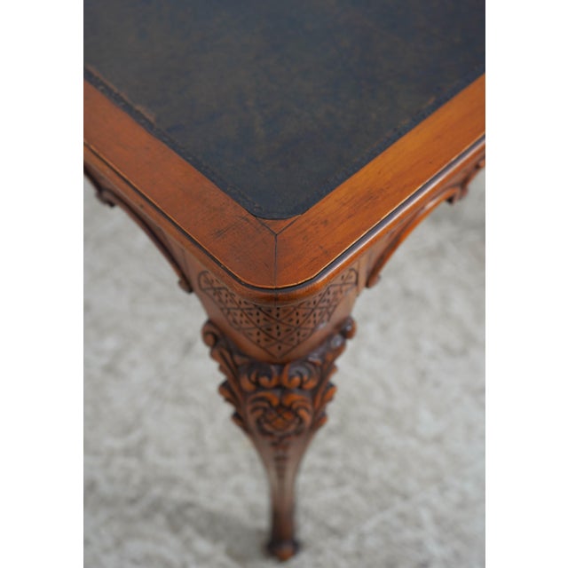 1940s Vintage Leather Top Louis XV Style Carved Table W. 4 Chairs For Sale - Image 5 of 18