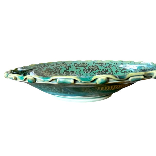 Ceramic Kyle Kreigh Signed Crystalline Glaze Art Porcelain Pottery Bowl With Sculptural Beaded Rim For Sale - Image 7 of 11
