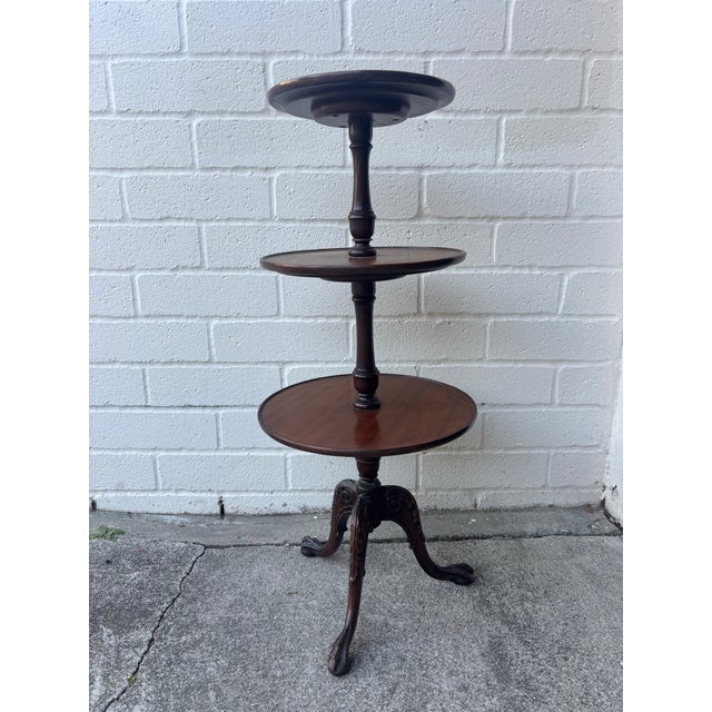Antique English Claw Foot Mahogany Dumb Waiter with Three Tiers. Excellent condition for its age. No damages, no...