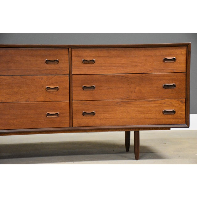 Brown 1960s Danish Modern 84" Long Teak Dresser For Sale - Image 8 of 10