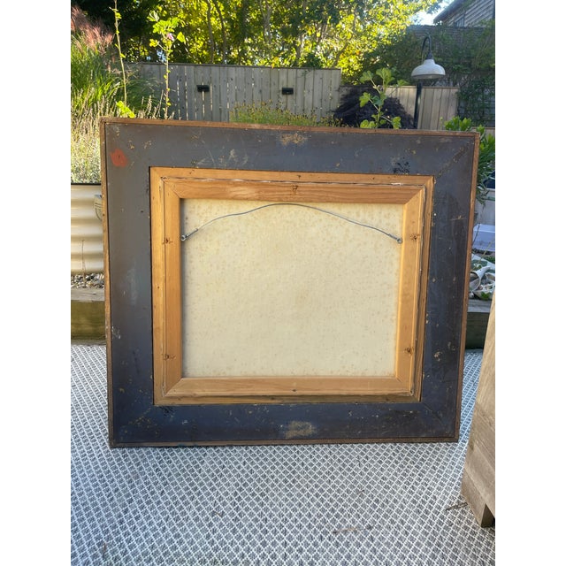 Blue “We Can Do Anything” Original Contemporary Abstract Fish Painting by Cheryl Fudge in Ornate Vintage Frame For Sale - Image 8 of 8