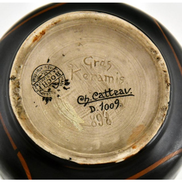 Art Deco Stoneware Ceramic Vase with Birds by Charles Catteau for Boch Frères, Keramis, 1925 For Sale - Image 12 of 13