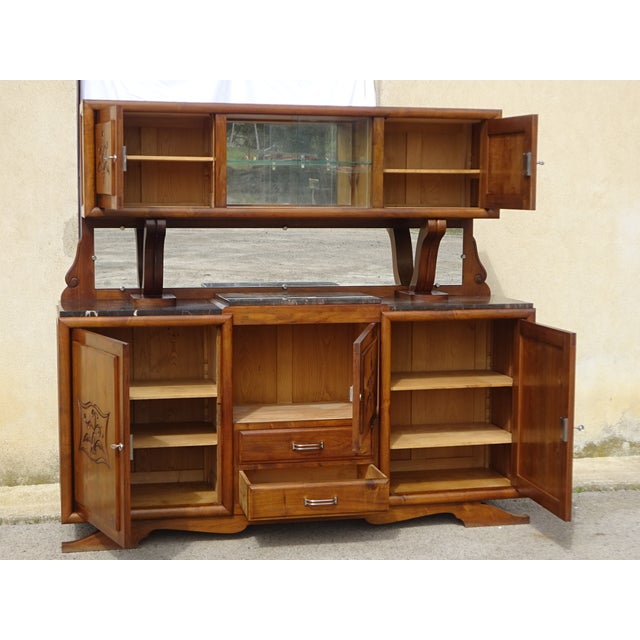 Large Mid-Century Modernn Walnut and Black Marble Cupboard For Sale - Image 10 of 18