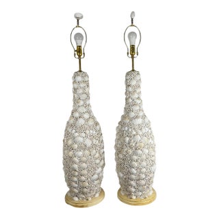 Huge Custom Made Sea Shell Lamps - a Pair For Sale
