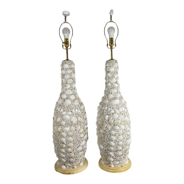 Huge Custom Made Sea Shell Lamps - a Pair For Sale