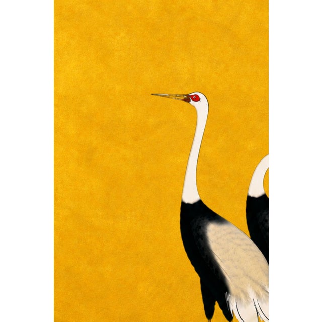 Japanese Golden Crane Portrait, Japanese Crane Wall Art, 32" X 48" For Sale - Image 3 of 11