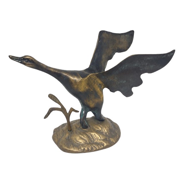 Bronze Goose in Flight For Sale