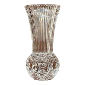 Fostoria Crystal Ribbed Bud Vase With Thumbprint Base