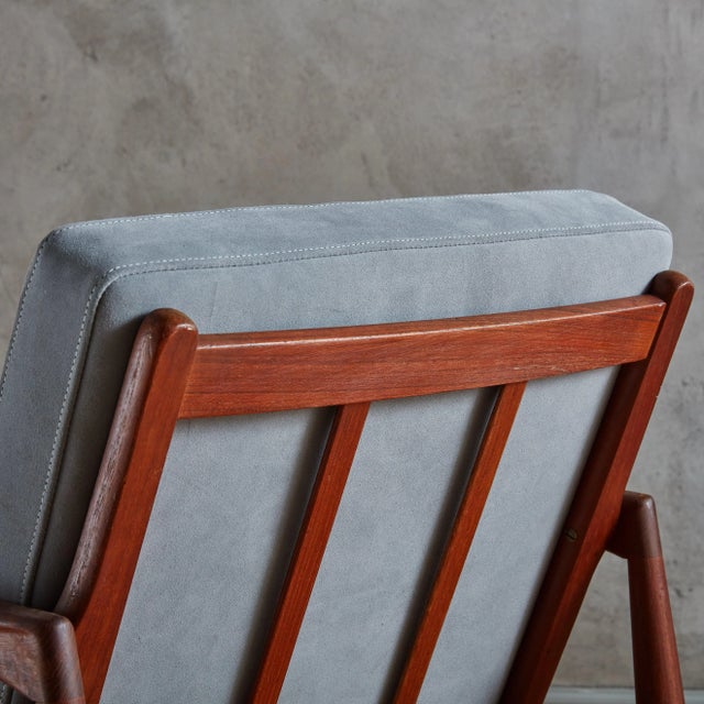 Paper Knife' Grey Suede + Teak Chair by Kai Kristiansen for Magnus Olesen For Sale - Image 12 of 12