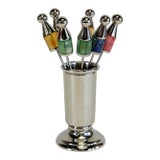 Vintage Hors d'Oeuvres Polished Stone Skewers, Set of 7 For Sale