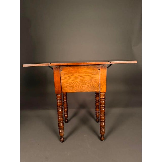 Mid 20th Century American Solid Birch Drop Leaf Side Table by Davis Cabinet Co., Two Drawer Nightstand For Sale - Image 15 of 18