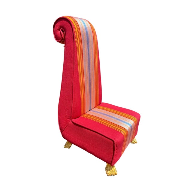 Hollywood Regency Hollywood Regency Style Upholstered Slipper Chair For Sale - Image 3 of 10