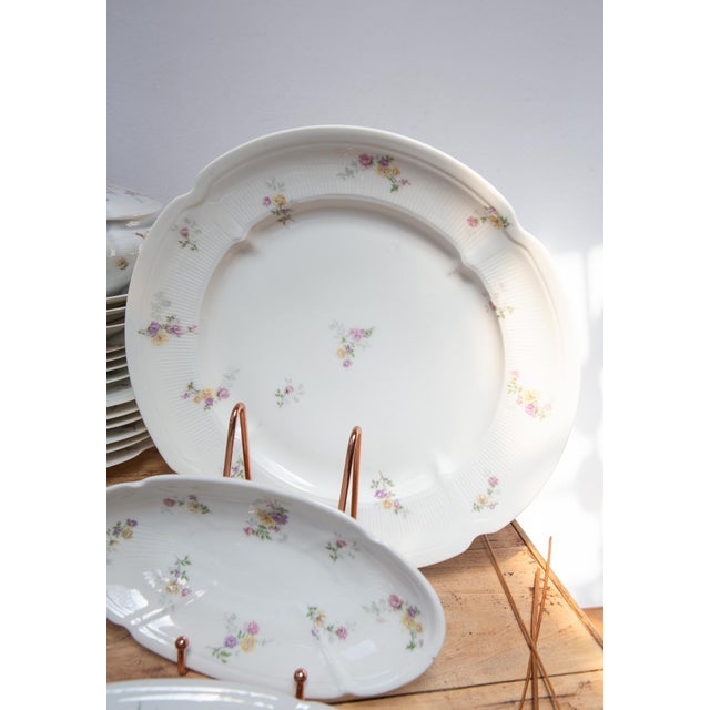 Antique French Porcelain Dinnerware with Flowers from Limoges, 1920s-1930s, Set of 39 For Sale - Image 11 of 14