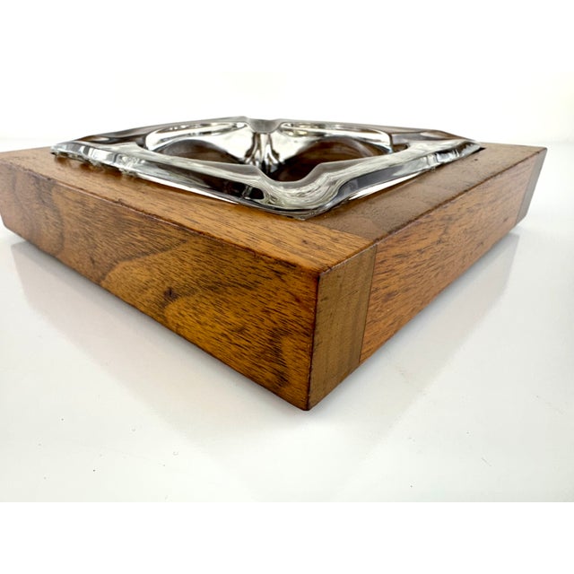 The Rothschild Collection 1960s Rothschild Mid Century Walnut & Glass Catchall For Sale - Image 4 of 10