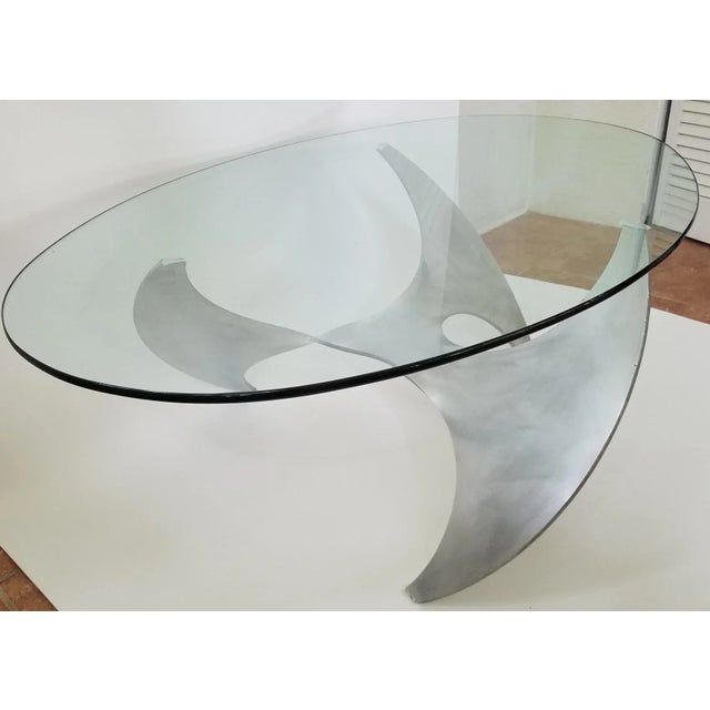 1960s Vintage Coffee Table Glass Aluminum Propeller Knut Hesterberg for Ronald Schmitt Mid Century Modern For Sale - Image 9 of 9