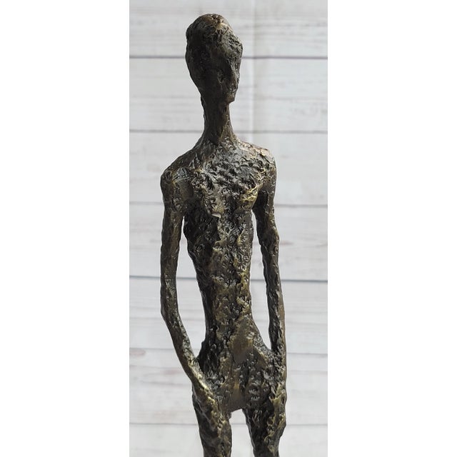 Alberto Giacometti Skinny Tall Stick Man Surrealist Bronze Sculpture Statue Figure For Sale In New York - Image 6 of 10