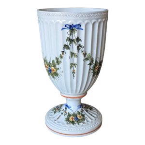 Vintage Italian Hand Painted Porcelain Footed Vase