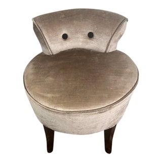 1990s Safavieh Georgia Champagne Upholstered Vanity Stool For Sale