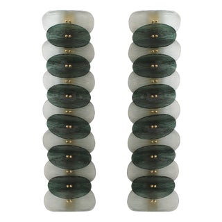 Italian Murano Glass and Brass Wall Sconces, 2010s, Set of 2 For Sale