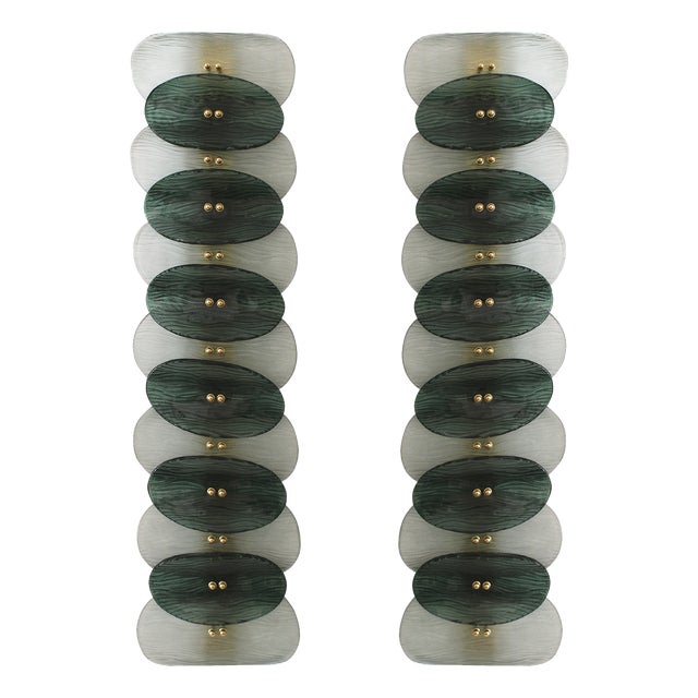 Italian Murano Glass and Brass Wall Sconces, 2010s, Set of 2 For Sale
