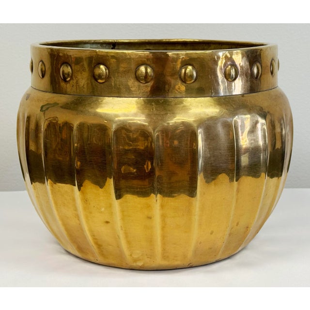 Mid 20th Century Oversized Vintage Brass Planter For Sale - Image 5 of 8