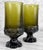 Vintage Gothic Brutalist Olive Green Glass Goblet Drinking Glasses - A Pair For Sale - Image 6 of 7