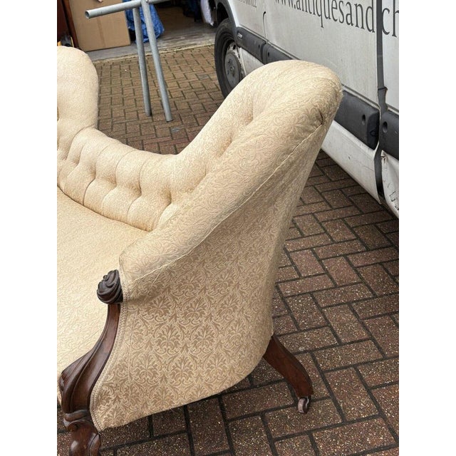 Victorian Sofa with Buttoned Back, Cabriole Legs & Brass Castors For Sale - Image 18 of 18