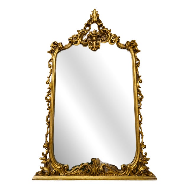 20th Century Rococo Carved and Gilded Wooden Mirror, 1890s For Sale