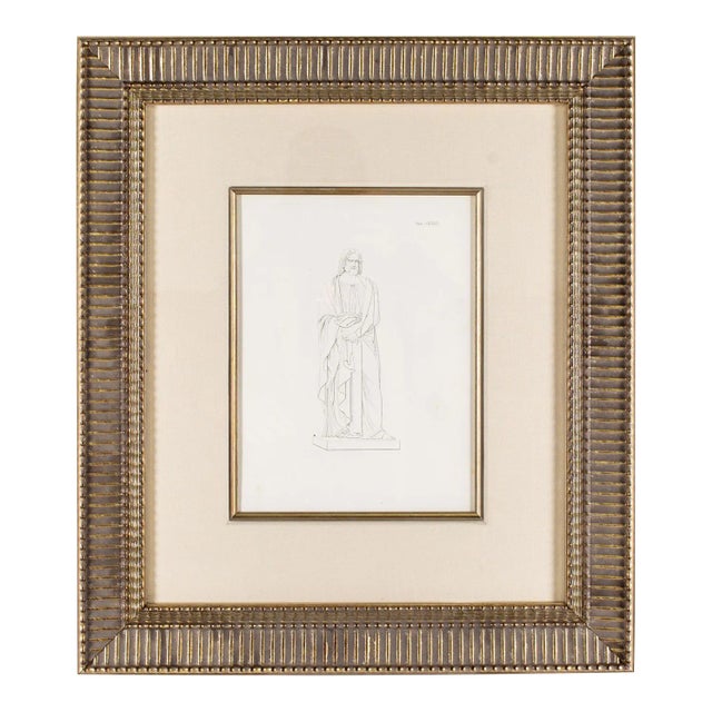 Framed Roman Statue Illustration Print For Sale