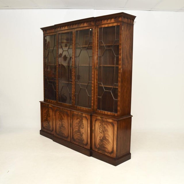 Antique Georgian Style Breakfront Bookcase, 1930 For Sale - Image 6 of 11