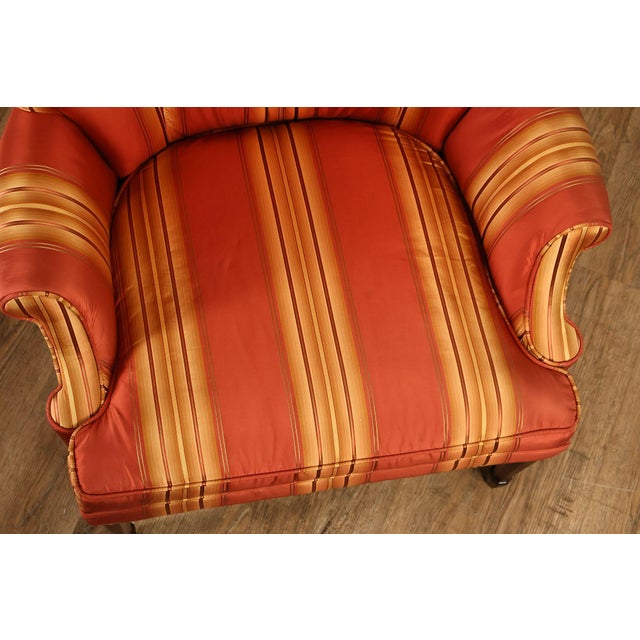 Custom Quality Pair Of Mahogany Fanback Wing Chairs For Sale - Image 13 of 18