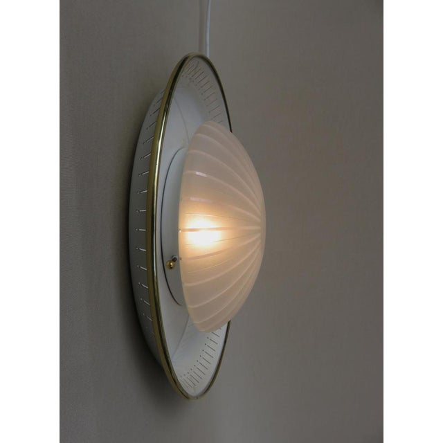 1950s Ceiling or Wall Light in Satin Glass, Metal & Brass from Hillebrand, 1950s For Sale - Image 5 of 18