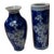 Pair of Vintage Miniature Blue and White Floral Asian Style Vases For Sale