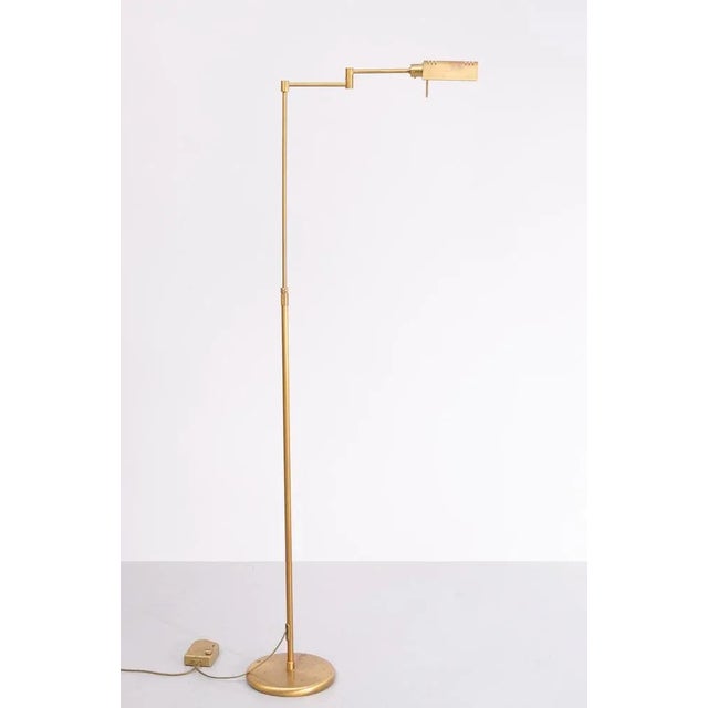 Gold Halogen Brass Swing Arm Floor Lamp, Germany, 1980s For Sale - Image 8 of 10