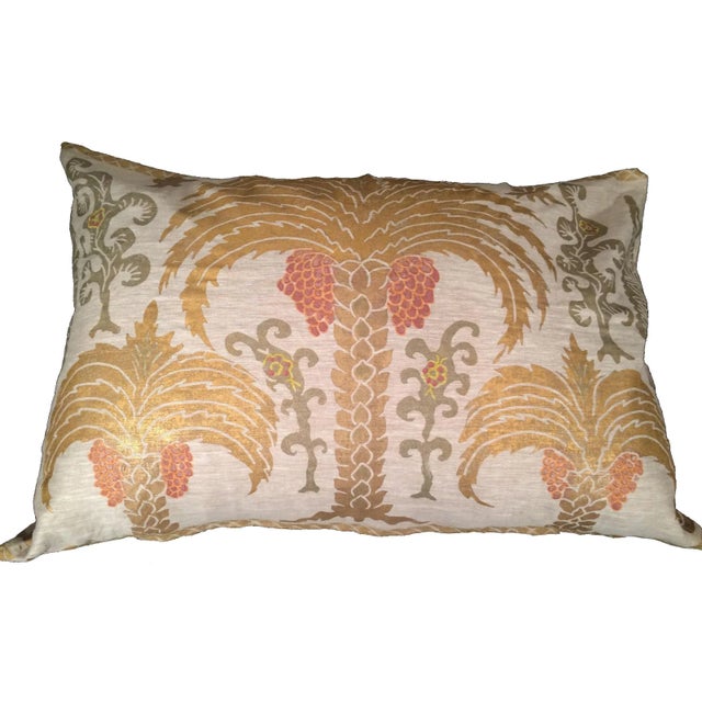 Mediterranean Three Palms Sateen Linen Pillow Cover For Sale - Image 3 of 3