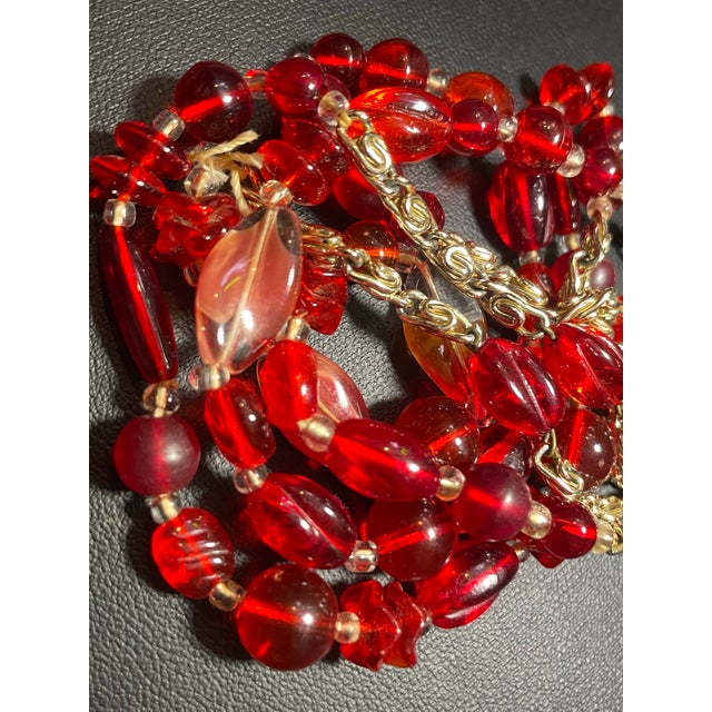 Bohemian/Czech Exceptional Glass Ruby Necklace From Jablonec Nad Nisou Region, Mid-Century Pressed Molded Glass For Sale In South Bend - Image 6 of 10