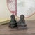 Late 20th Century Pair of Miniature Bronze Guardian Lions – 1.8" Foo Dog Statues on Pedestals For Sale - Image 5 of 9