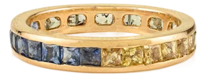 2.35Ct Princess Cut Multi-Sapphire Full Eternity Band Size 7 in 14k Solid Gold