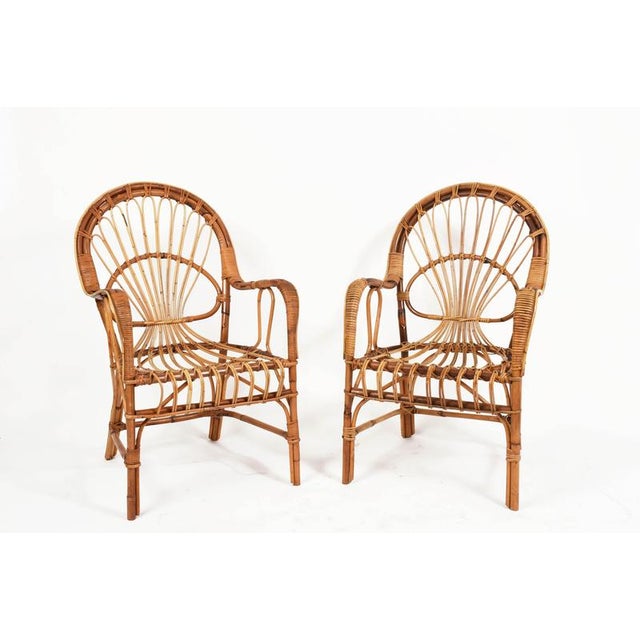 Rattan and Bamboo Armchairs by Franco Albini, Italy, 1960s, Set of 2 For Sale - Image 10 of 11