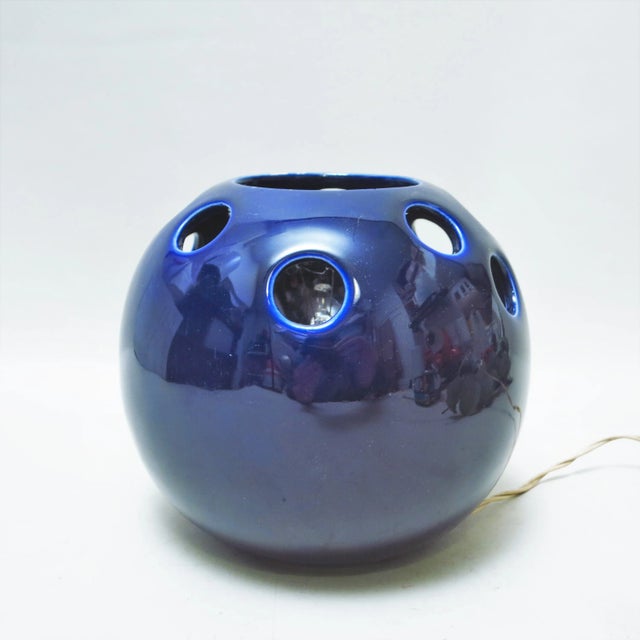 1960s Italian Indigo Ceramic Lamp, 1960s For Sale - Image 5 of 7