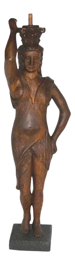 Antique Carved Wood Caryatid Newel Post - or Column in Female Form