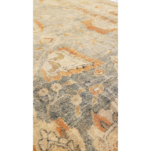 Traditional Antique Tabriz Carpet, Handmade Carpet, Light Blue, Soft Saffron and Ivory For Sale - Image 3 of 13