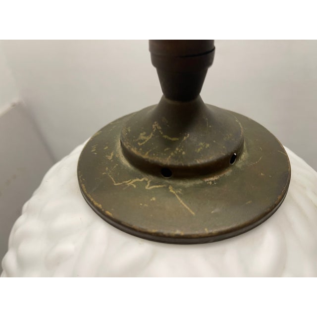 White Opaline Glass Bronze Pendant Light, 1950s For Sale - Image 8 of 12